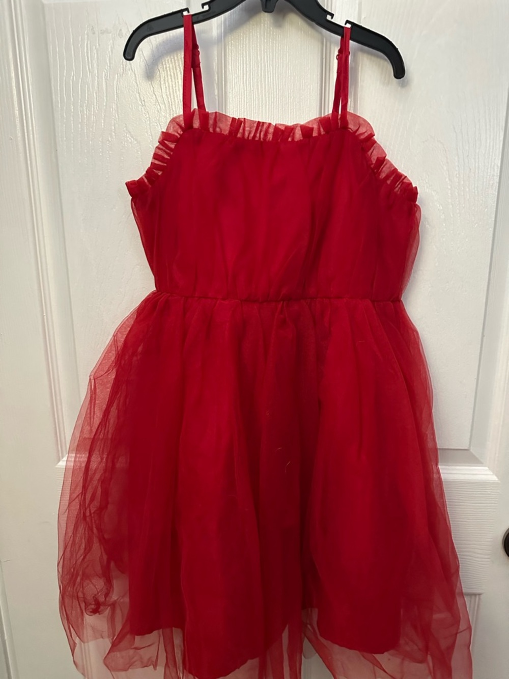 art class Bright Red Tulle Spaghetti-Strap Girls Party Dress